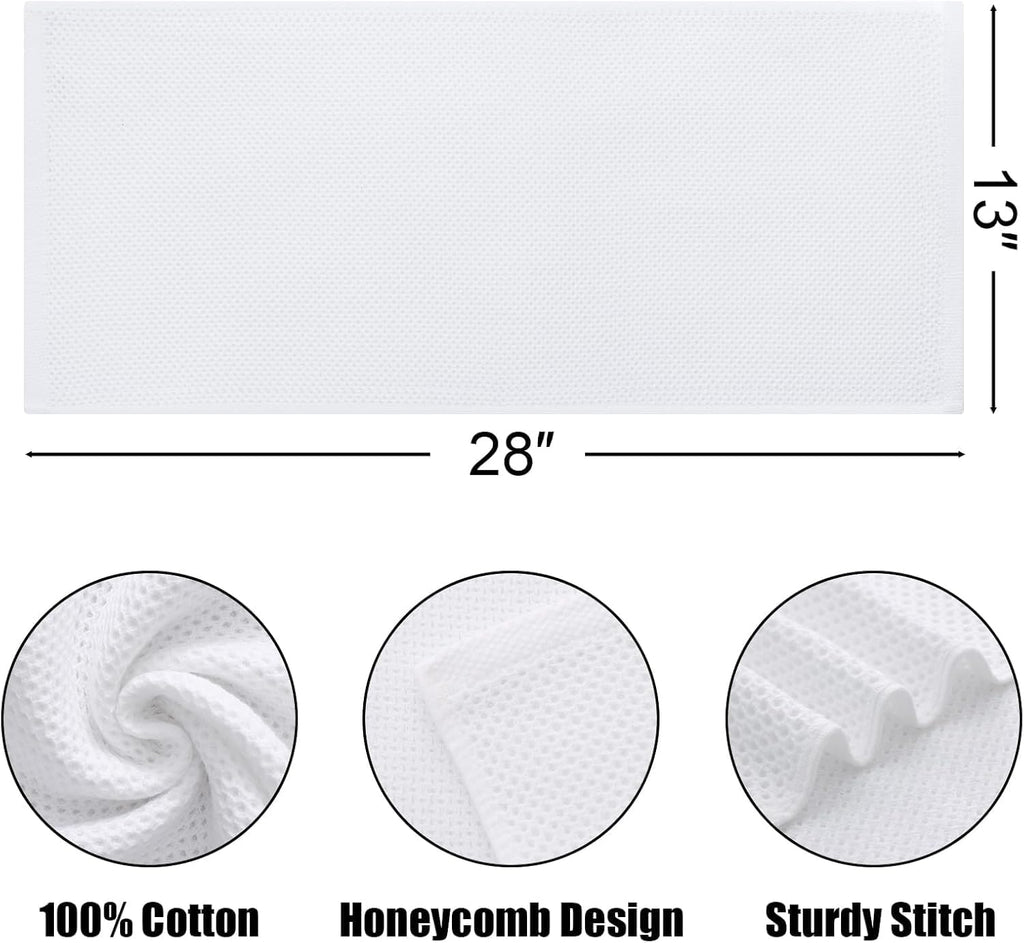 Kitinjoy 100% Cotton Waffle Weave Kitchen Towels, 12-Pack Super Soft and Absorbent Dish Towels for Drying Dishes, Kitchen Hand Towels, 13 in x 28 in, White