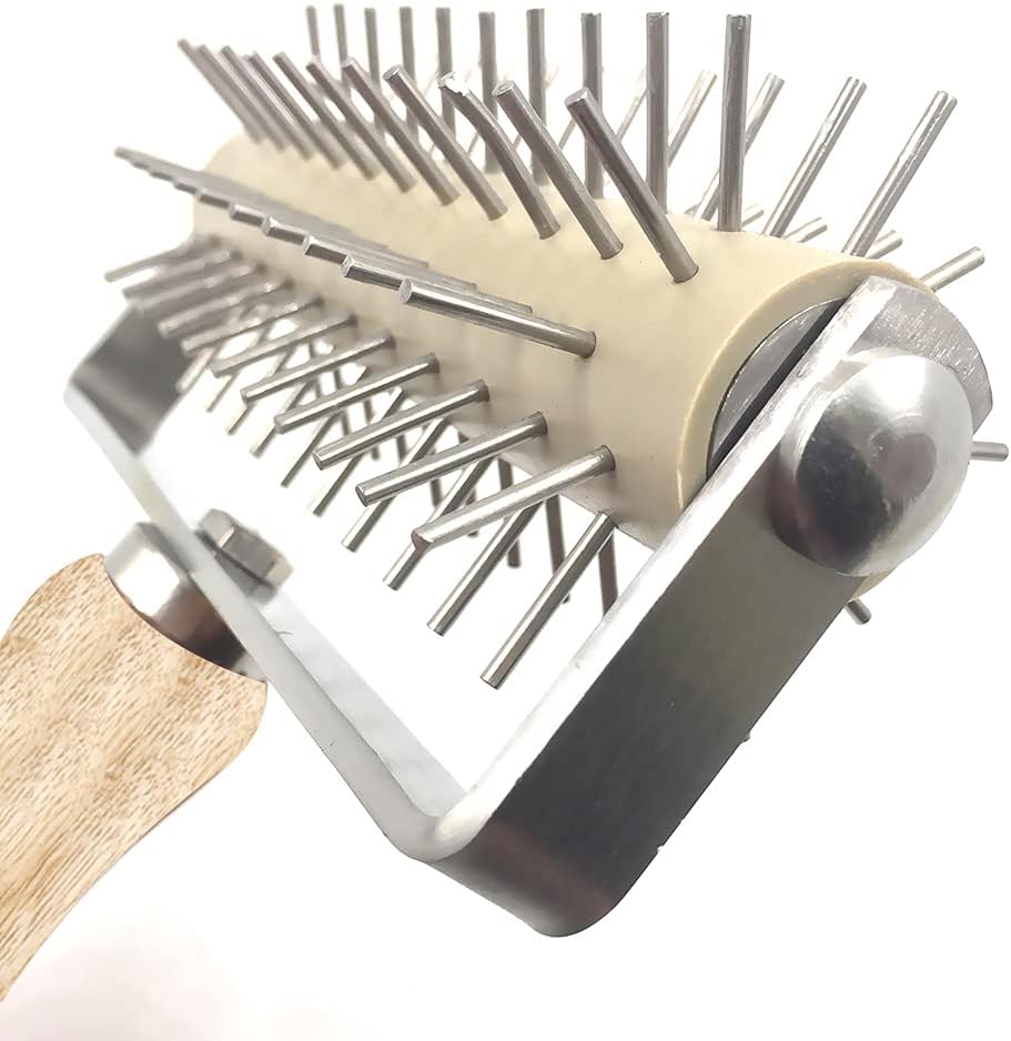 Time-Saver Pizza Dough Roller Docker with Wood Handle, for Pizza Cookie Cake Pie Pastry Bread Dough (Stainless Steel)