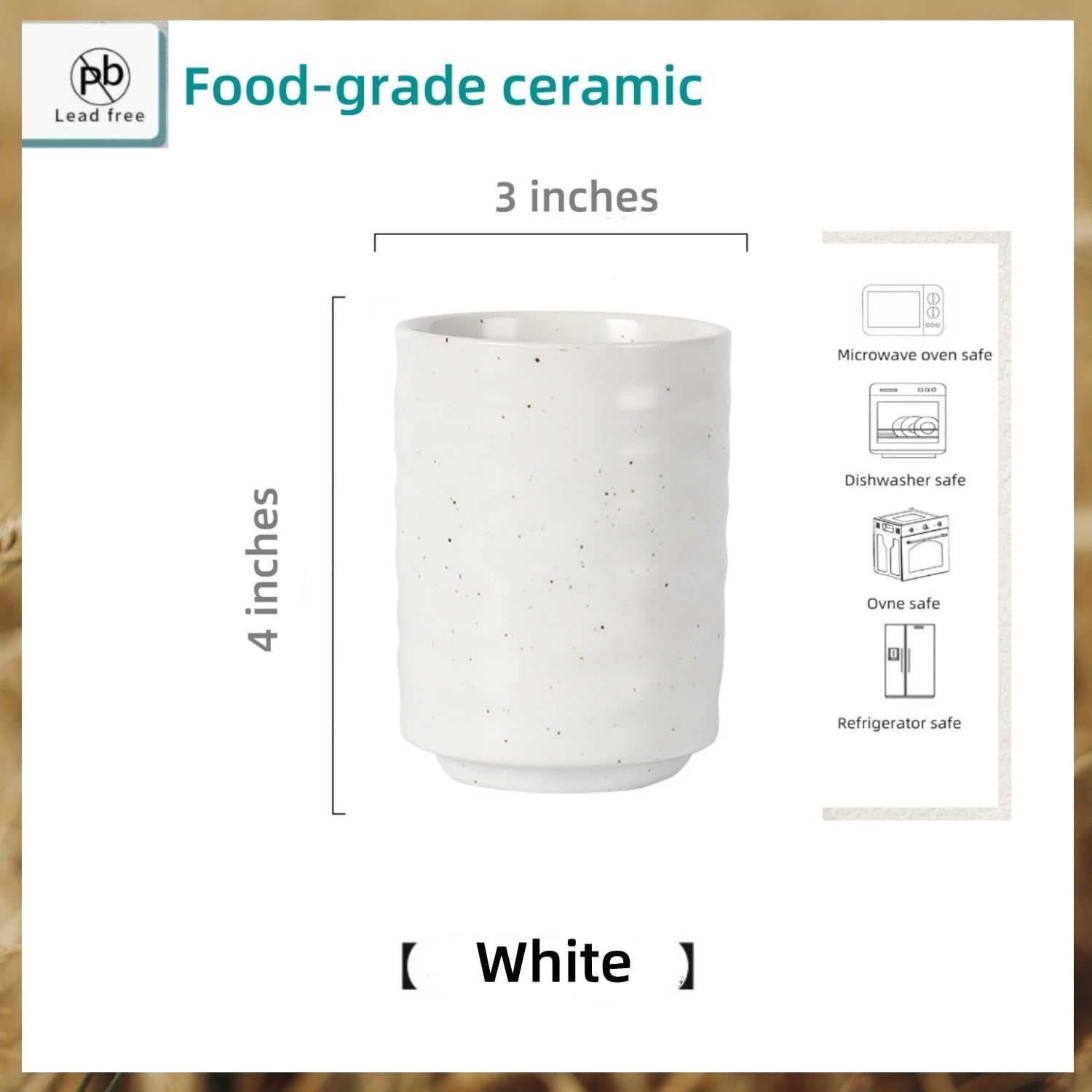 Stoneware Coffee Bar Utensil Holder Tea & Coffee Spoon & Stirrer Holder for Stir Stick Straw Teaspoon Holder Spoon Cup Small Utensil Jar (White)