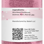 BAKELL Deep Pink Edible Glitter, 50 Grams | TINKER DUST Edible Glitter | KOSHER Certified | 100% Edible Glitter | Cakes, Cupcakes, Cake Pops, Drinks, Dessert Vegan Glitter & Dusts (50g, Deep Pink)