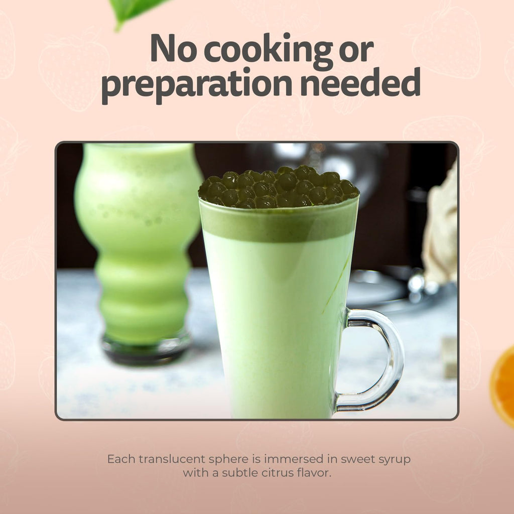 Fanale Matcha Agar Agar Boba, Matcha Jelly Ball, Ready to Serve, Soft Chew Texture, Instant Boba Pearls for Bubble Tea, Frozen Yogurt, Shaved Ice & Dessert’s Topping (4.4 lbs/bag, 6 bags/case)