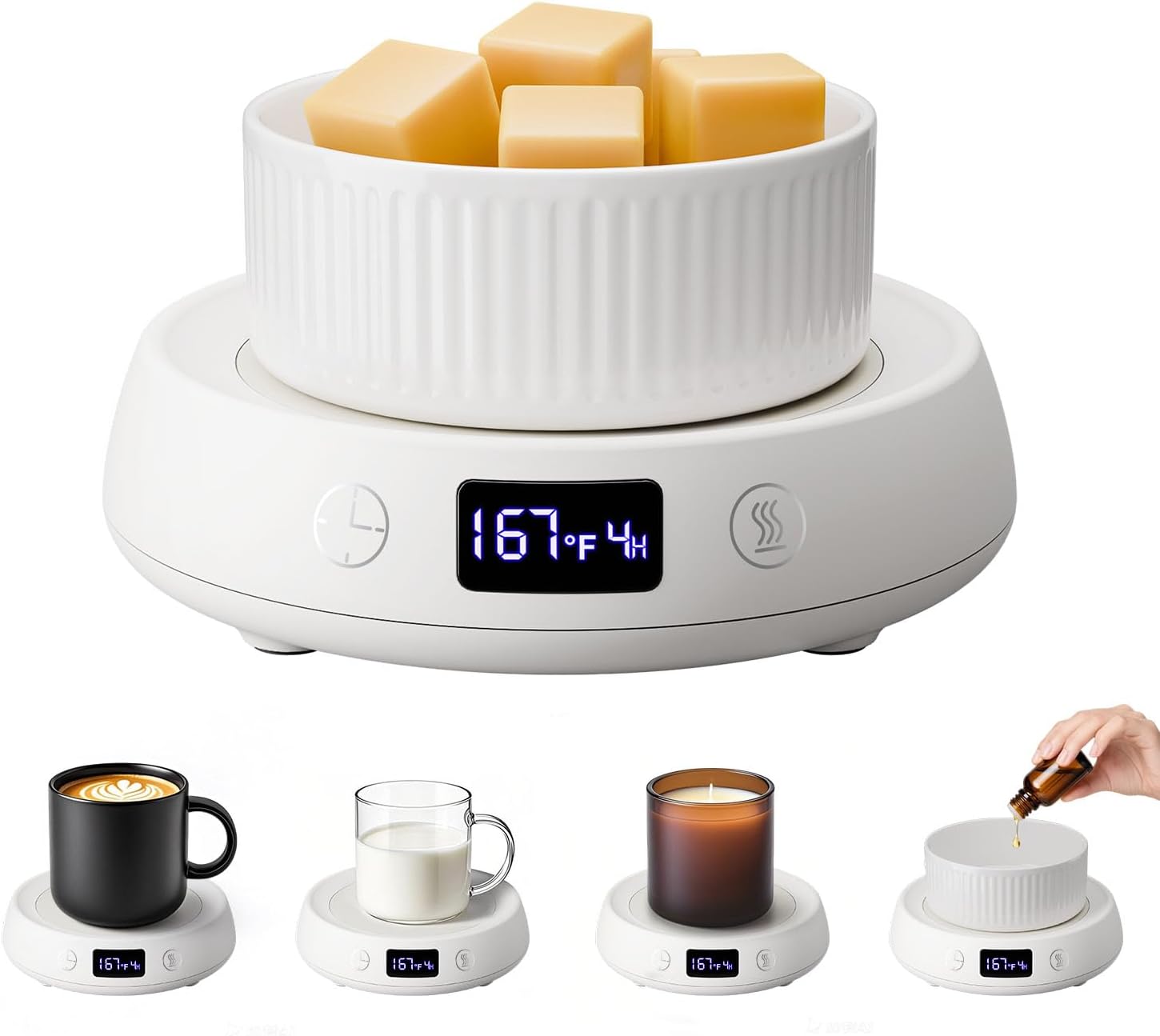 Coffee Mug Warmer for Desk with Auto Shut Off, Electric Cup Candle Wax Melter Warmer with 1-9H Timer, Smart Mug Warmer Tea Coffee Beverage Heated Mug Plate for Home Office, Ideal Coffee Lover Gift