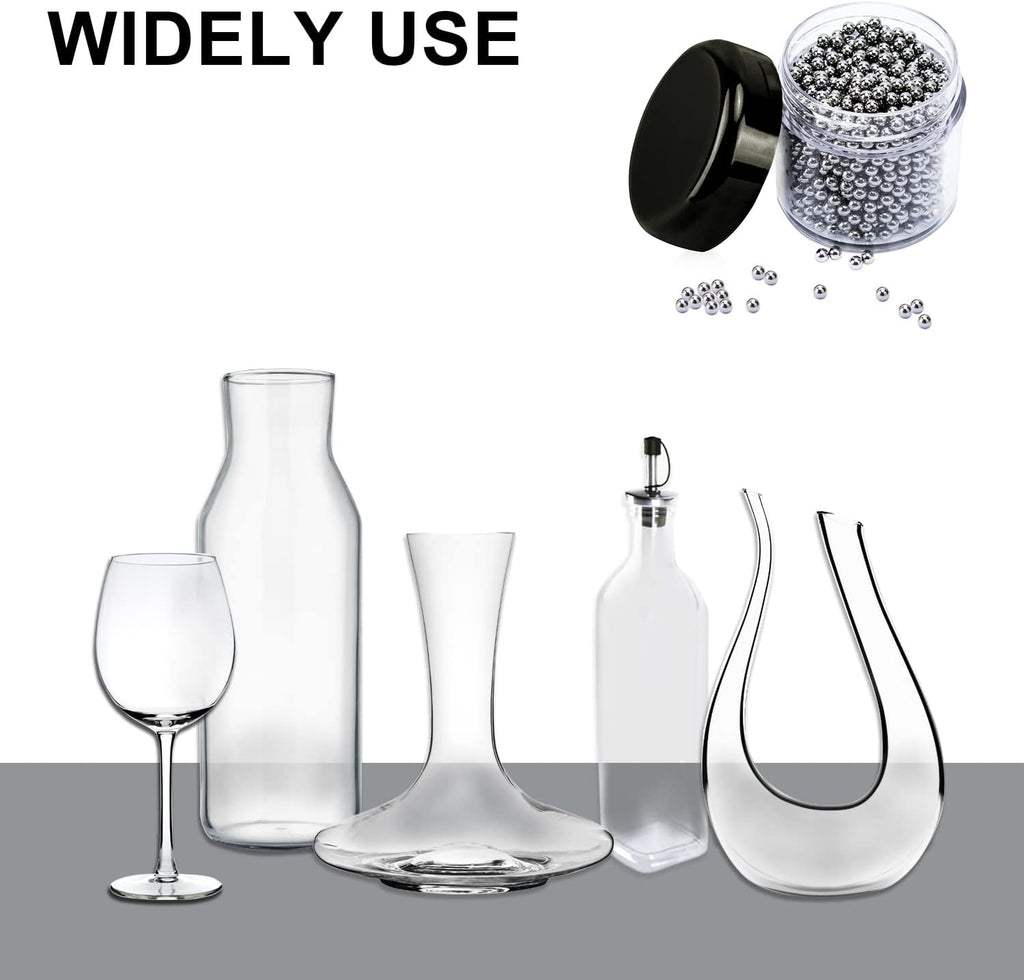 1500 PCS Metal Cleaning Beads Reusable Decanter Beads for Glass Bottles, 304 Stainless Steel Water Bottle Cleaner Balls 3mm Wine Glass Cleaning Beads for Decanters Vases Carafes, Wine Accessories