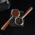 58mm Espresso Double Spouts Portafilter with 2 Ear | Fits E61 | Flair/Rocket/Sanremo/Expobar etc. | Stainless Steel Basket and Walnut Handle | Espresso Accessories