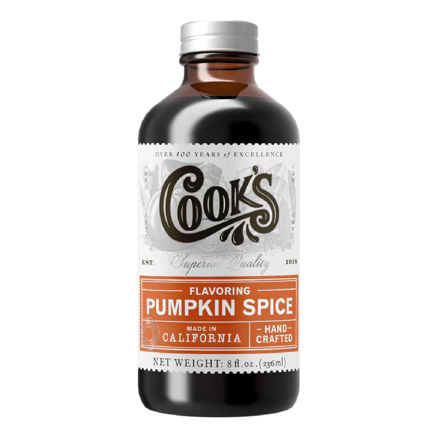 Cook's, Pumpkin Spice Flavoring, for Baking, Cookies, Beverages, Cakes, Breads, 8 oz