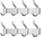 Wall Hooks Heavy Duty, 12 Inch Coat Rack Wall Mount with 4 Hooks, Silver Wall Hooks Hangers for Entryway, Bathroom - for Hanging Backpack, Bag, Coat, Purse, Hat, Towel, Clothes,2 Packs
