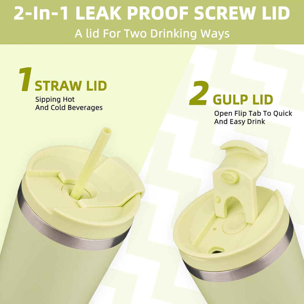 BJPKPK 18oz Insulated Tumbler With lid And Straw Stainless Steel Tumblers Travel Coffee Mug Reusable Thermal Cup,Macaron Green