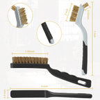 Wire Brushes Cleaning Set 6Pc, 9" and 7", Wire Brushes for Cleaning Welding Slag, Rust and Dust. Includes Brass, Nylon, Stainless Steel Brushes with Strong Handle