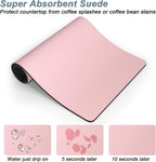 Rnivvi Coffee Mat, 16" x 24" Coffee Bar Mats for Espresso Machine Station Accessories and Organizer, Hide Stain Rubber Backed Absorbent Dish Drying Pad for Kitchen Counter, Cute Bar Decor Pad, Pink