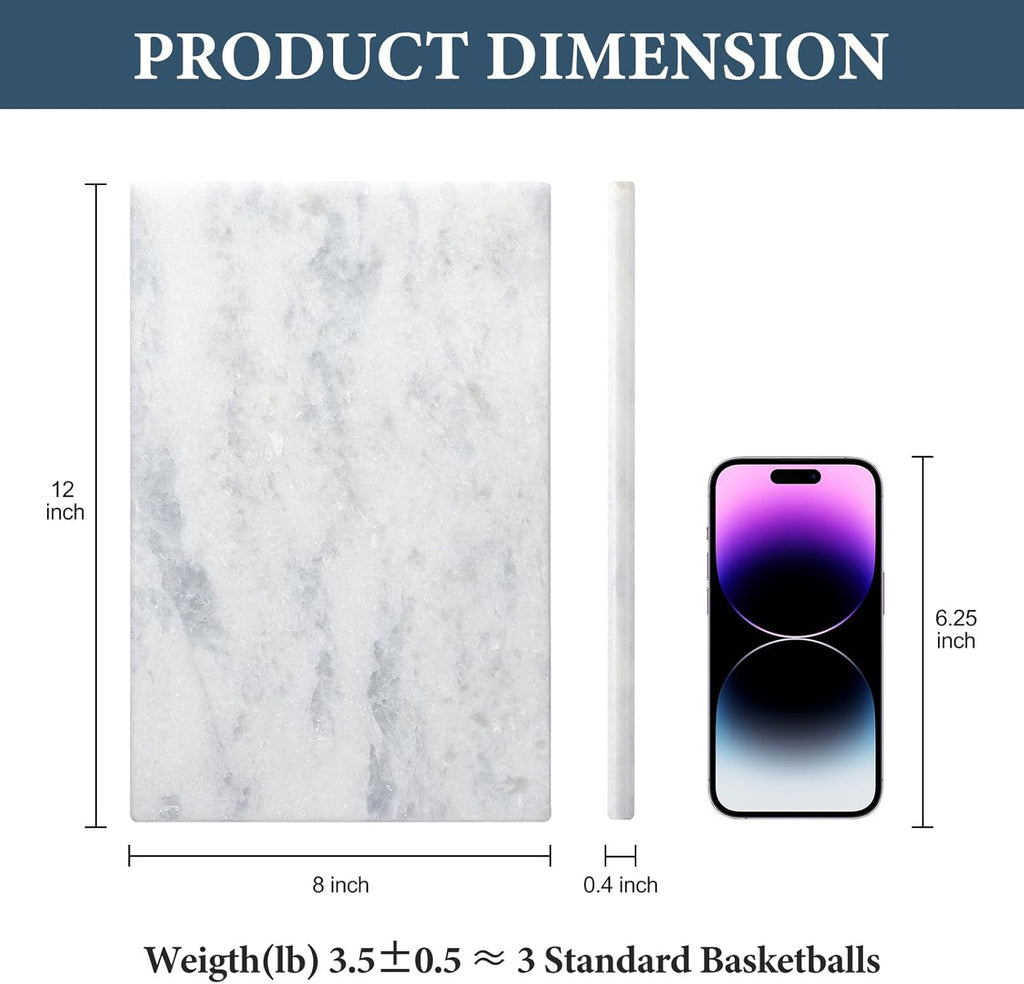 Koville African Natural Marble Cutting Board for Kitchen Pastry Bread, 12" x 8" Genuine Marble Cheese Board Stone Tray for Counter, Bathroom Perfume Tray Jewelry Candle Plate (Namib Fantasy)