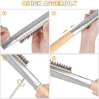 Pizza Oven Brush, 21" Brush and Stainless Steel Scraper for Pizza Stone, BBQ Grill Cleaning Brush Non Scratch Heat Proof Stainless Steel Bristles with Screwdriver for Pizza Oven and Accessories