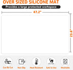 Warome Silicone Mat,47"x 23" Silicone Mats for Kitchen Counter, Waterproof Heat Resistant Mat, Extra Large Countertop Protector, Nonstick Baking Mat,Shipped No Creases- White Translucent