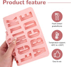 1 Pcs 26 Cavities Silicone Alphabet Chocolate Molds, Letter Molds for Chocolate, Candy, Cake, Biscuit, Large Depth, Easy Release and Clean