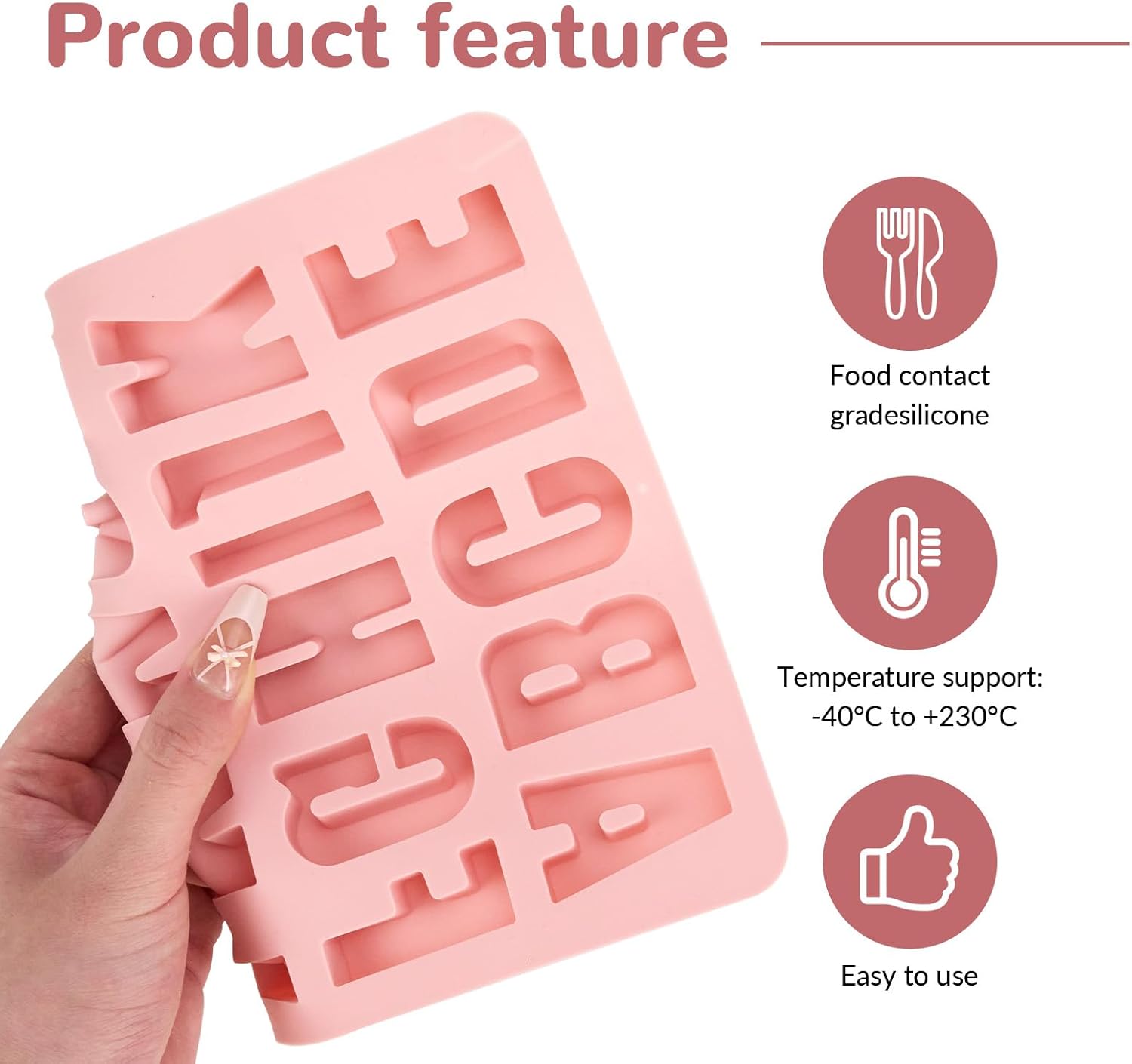 1 Pcs 26 Cavities Silicone Alphabet Chocolate Molds, Letter Molds for Chocolate, Candy, Cake, Biscuit, Large Depth, Easy Release and Clean