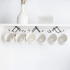 Cabinet Hook Mug Holder - Hanging Coffee Cup Rack for Kitchen, Under Cabinets Metal Hangers Organizer Shelf Storage Utensil （Black）