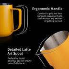 watchget Milk Frothing Pitcher 500ml/17oz Espresso Steaming Pitcher with Matte Yellow Coating Stainless Steel Milk Steamer Jug Milk Frothing Cup, Yellow