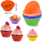 AKOAK Reusable Silicone Non-stick Baking Cups, Cake Molds, Kitchen Baking Cooking Accessories, DIY Cake Making Tools - Pack of 10 (Purple)