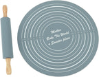Large Silicone Rolling Pin Pastry Baking Mat Set for Kitchen (Grey)