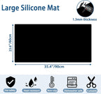 35.4"x23.6" Large Silicone Mat for Kitchen Counter, Heat Resistant Non-Slip Countertop Protector, Waterproof Silicone Craft Mat for Kitchen Island, Dark Gray