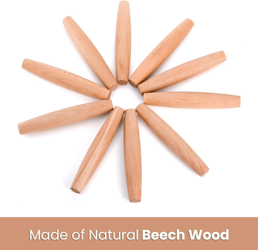 Elsjoy 12 Pack 8 Inch Small Wood Rolling Pins, Non-Stick Wooden Dough Roller Pin for Baking Pie, Cookie, Pasta, Dumpling