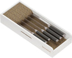 SpaceAid Knife Drawer Organizer Bamboo Insert Dock, Kitchen Steak Knives Holder Organizers Block for Drawer in Storage Organization (Small, White)
