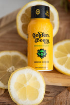 Blaze n Chill Golden Boom Mushroom Shot – Focus & Endurance Drink with Lion's Mane, Cordyceps, B-12 & Ginseng – Natural Mushrooms - Lemon Ginger (2fl oz, 6 Pack)