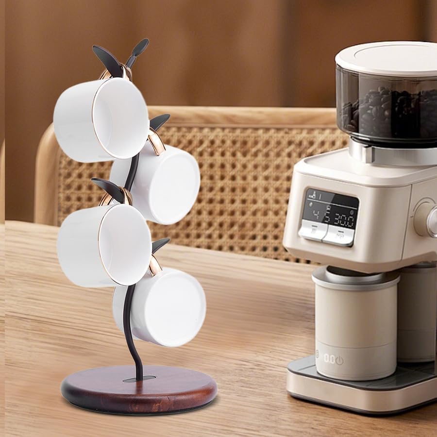 Simcat Mug Holder, Coffee Mugs/Tea Cup Storage Rack Stand, Countertop Mug Tree,Upgraded Stable Mug Stand for Kitchen Counter Cabinet Cafe Black Brow