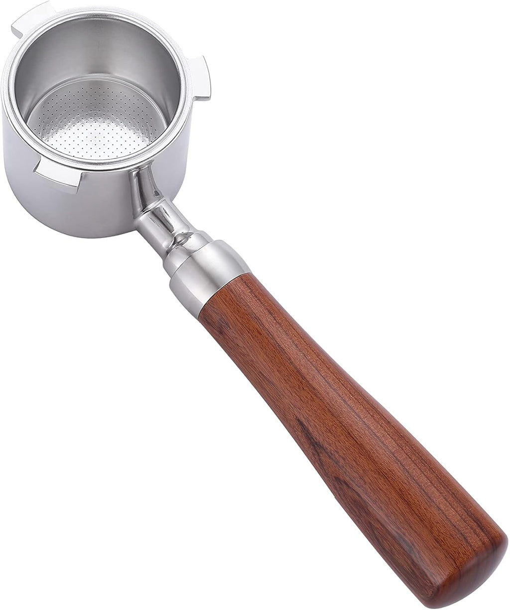 Maspresso 51mm Bottomless Portafilter for Delonghi La Specialista Espresso Machine EC9335 EC9155 EC9665 EC9355 Stainless Steel Portafilter 4 Cups -Wooden Handle