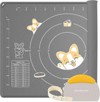 Ourokhome Silicone Baking Mat Sheet and Pastry Dough Cutter, 0.5 Inch Thick 28" X 20" BPA free Silicone Rolling Mat, Non-Stick and Anti-Slip, Dishwasher Safe (Gray)