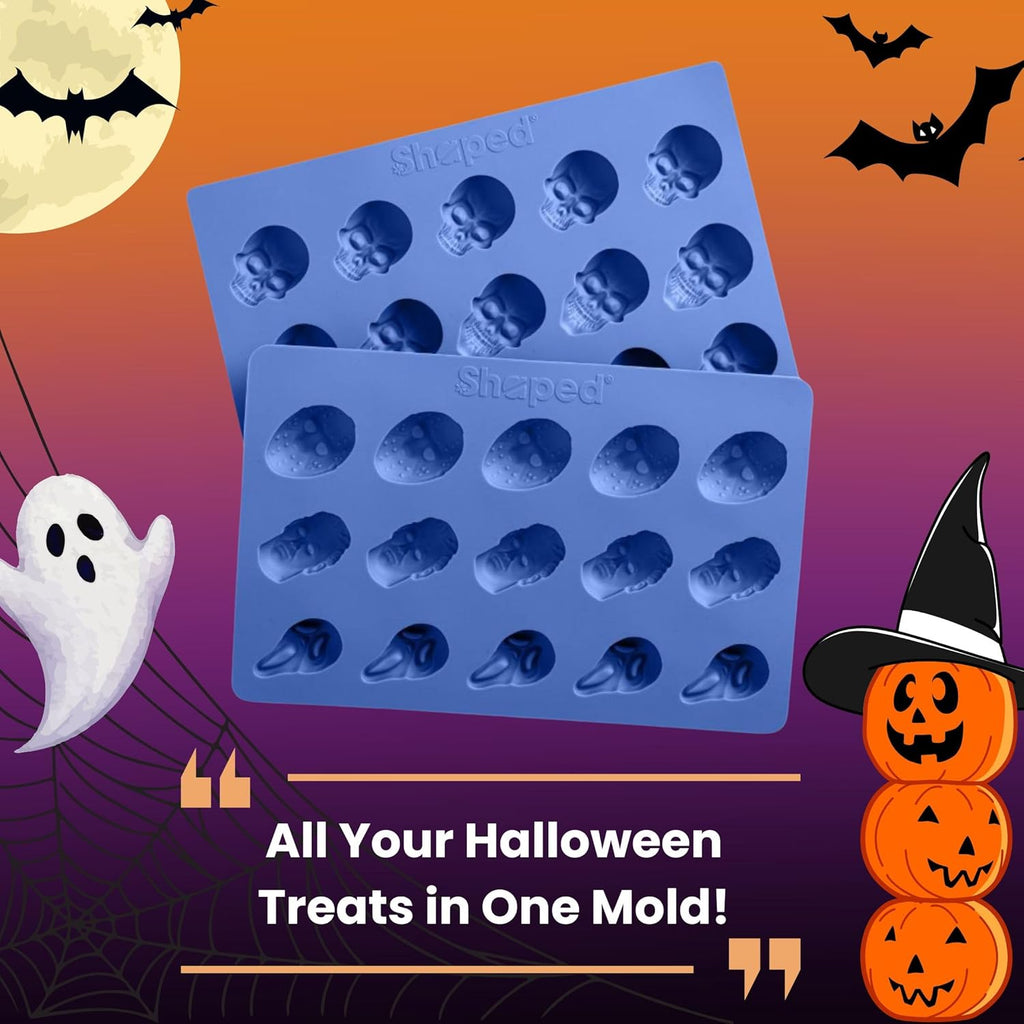ShapedIceMolds Horror Movie Character Molds – Halloween Silicone Molds for Chocolate, Candy, Resin, Crafts – 3D Scary Film Icons for Party Treats & DIY Decor (Blue)
