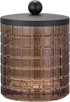 Glass Jar with Metal Lid for Bathroom Organization, Clear Apothecary Jar for Cotton Balls, Q Tips, and Small Accessories, Stylish Bathroom Storage Container Amber, Black