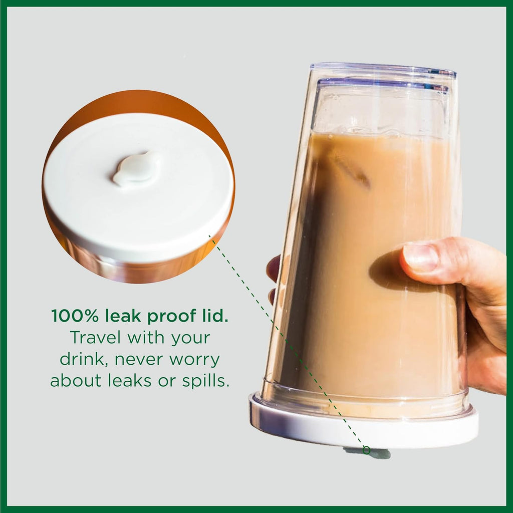 Reusable Iced Coffee Cup (16 Oz/Grande), Leak Proof and Double Wall Insulated Iced Coffee Tumbler, Come with Reusable Plastic and Metal Straws and Straw Cleaner