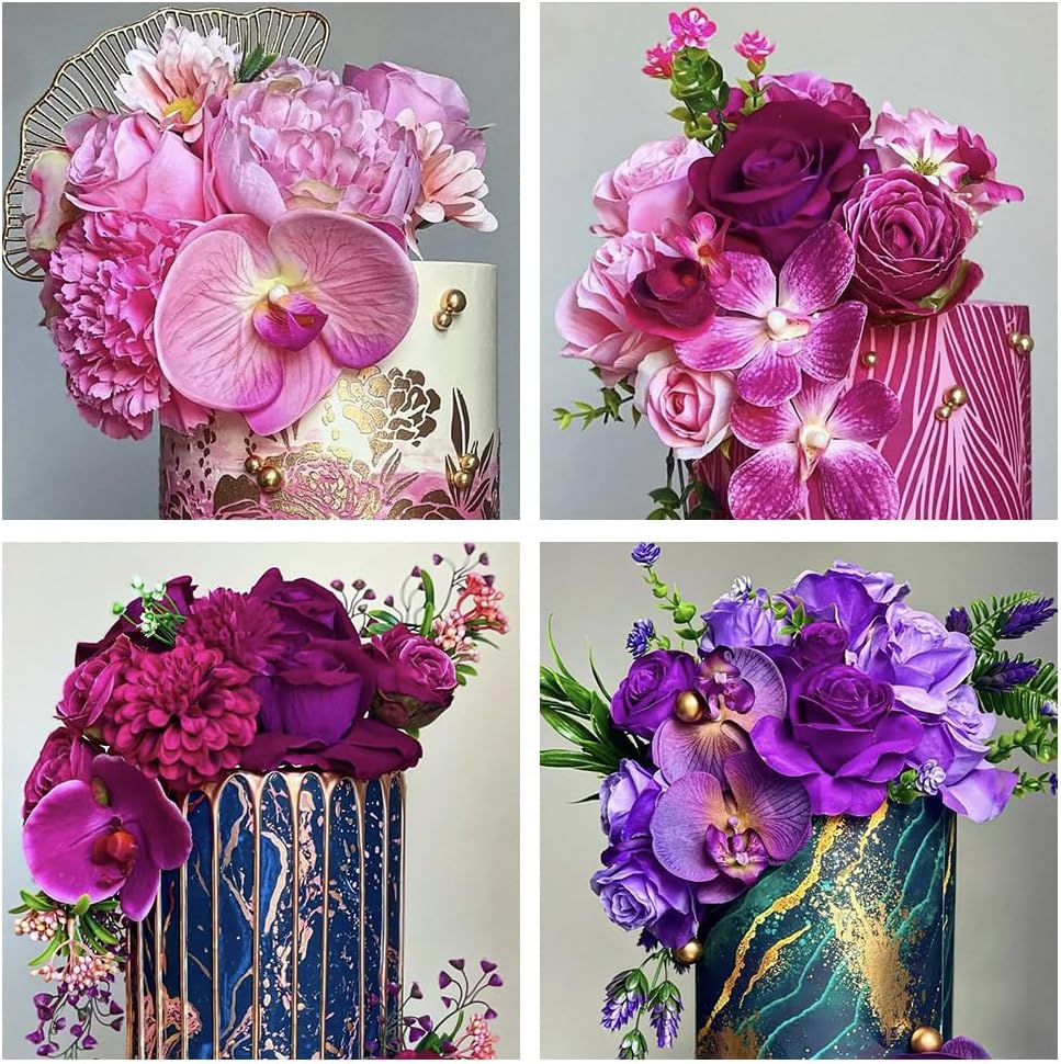 AK ART KITCHENWARE Silicone Veiner Stainless Steel Fondant Cutter Set for Gum Paste Flower Leaf Sugar Craft Tools Cake Decorating Supplies Silicone Veining Molds Moulds for Wedding with Christmas Box