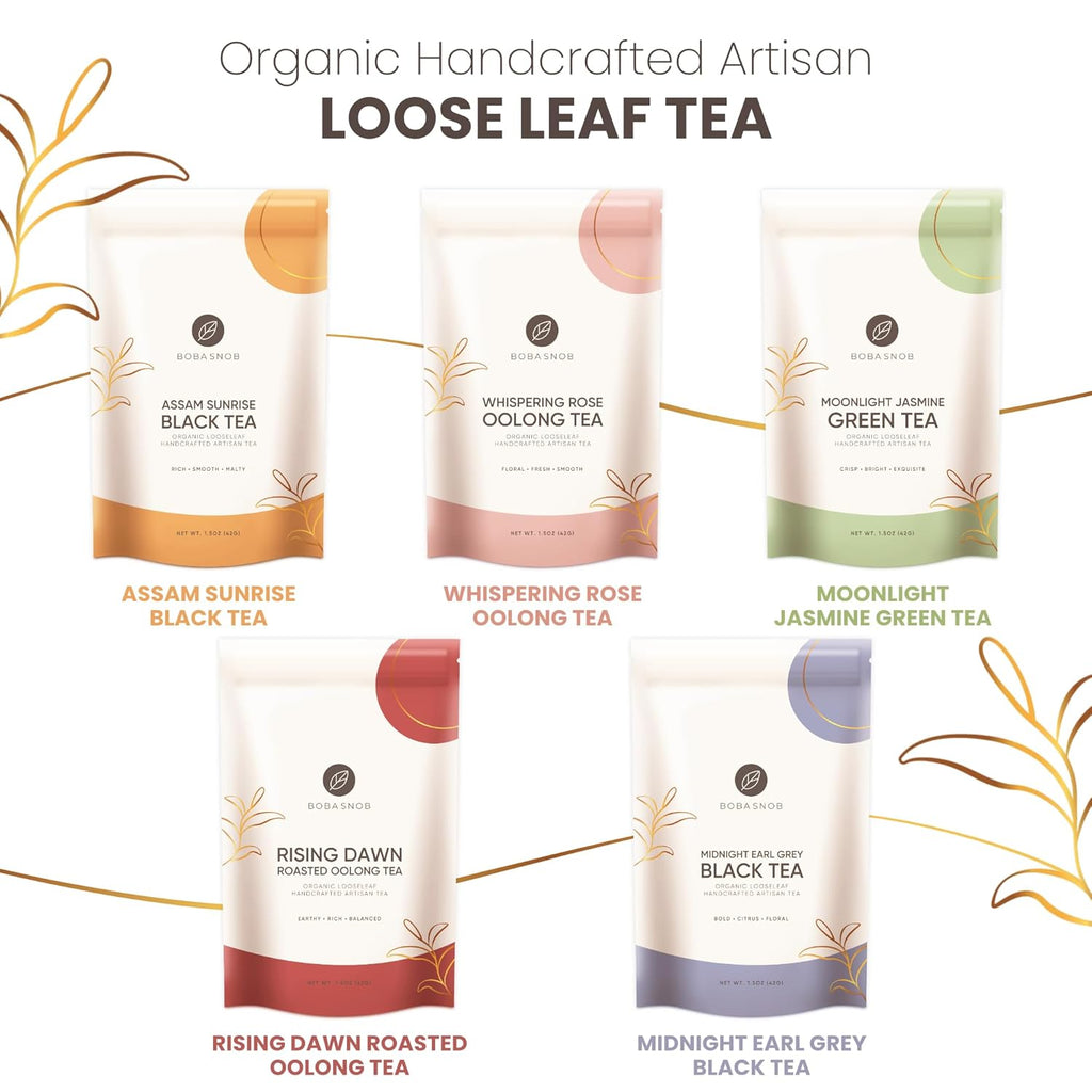 Boba Snob Boba Tea Making Kit, Bubble Tea Kit with Boba Gift Set, Boba Tea Maker Kit with Premium Loose Leaf Teas, Tumbler, Two Stainless Steel Boba Straws, Teaspoon, and Tapioca Boba Pearls (Large)