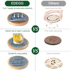 Wood Coasters for Drinks Housewarming Gifts for Home Decoration Coasters Sets of 6 4.3 Inch Gray