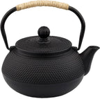 20.3oz Only, Small Tea Kettle for 1-2 Cups, Japanese Tetsubin, Cast Iron Teapot with Stainless Steel Infuser for Loose Leaf & Coffee, Tea Pot for Stovetop Safe, Enamel Interior(Black, 600ml)