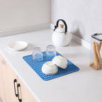 Silicone Dish Drying Mat for Multiple Usage,Easy clean,Eco-friendly,Heat-resistant Silicone Mat for Kitchen Counter or Sink,Refrigerator or drawer liner Lichen BlueL L 16 inches x 12 inches