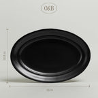 over&back Rim Stoneware Serving Platter - Elegant 1-Piece Oval Serving Platter to Complete Your Kitchen Set - 16" L x 10.8" W Semi-Matte Black
