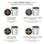 Peet's Coffee, Single Serve Coffee Pods Variety Pack - Luminosa Breakfast Blend, Café Domingo, Organic Alma De La Tierra, House Blend, 40 Count (4 Boxes of 10 Pods)