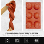 Large 6-Cavity Semi Sphere Silicone Mold, Half Sphere Silicone Baking Molds for Making Chocolate, Cake, Jelly, Dome Mousse (2 Packs)