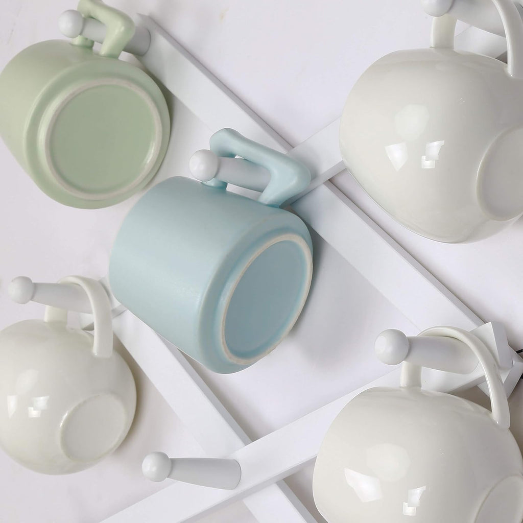 Dseap Accordian Wall Hanger: Wooden Coat Rack Wall Mounted, Hat Racks for Baseball Caps, Mug Rack, 20 Peg Hooks, White