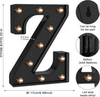 Foaky Black LED Letter Lights for Room Decor - Bedroom Wall Decor, Alphabet Lights for Home, Wedding, Party - Battery Operated （Z）