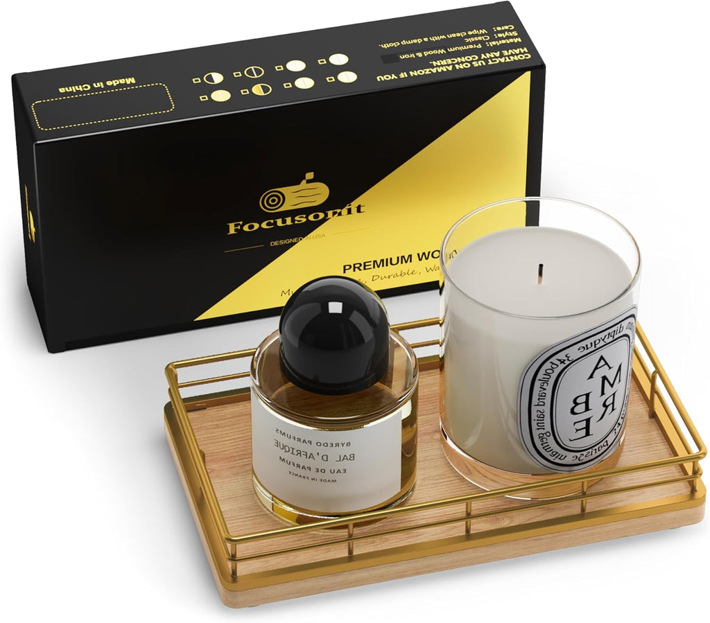 Wooden Decorative Tray, Oak 7.5" L Coffee Table Tray for Kitchen Countertop Soap Sponge Holder for Dresser Perfume Jewelry Candle Nightstand Table Centerpieces for Dining Room Decor Natural