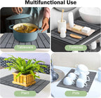 Stone Dish Drying Mat for Kitchen Counter,24"(L)×16"(W) Collapsible Fast-Drying Diatomaceous Earth Mats with Towel Sanding Tool,Versatile Stone Drying Mats for Cups Dishes Bottles