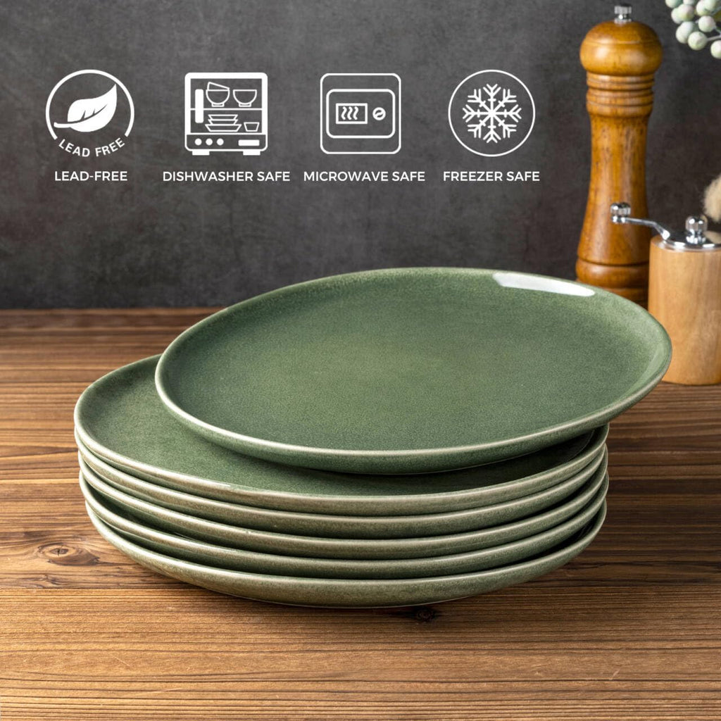 AmorArc 8.5" Ceramic Plates Set of 6 | Handmade Stoneware with Reactive Glaze for Dessert, Salad, Appetizer & Dinner | Microwave/Dishwasher Safe, Scratch Resistant