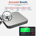 Mik-Nana Food Scale, 22lb Digital Kitchen Scale with 7 Units Wireless LCD Display & Tare Function, Stainless Steel Weight Grams and Ounces for Baking, Cooking and Meal Prep (Batteries Included)