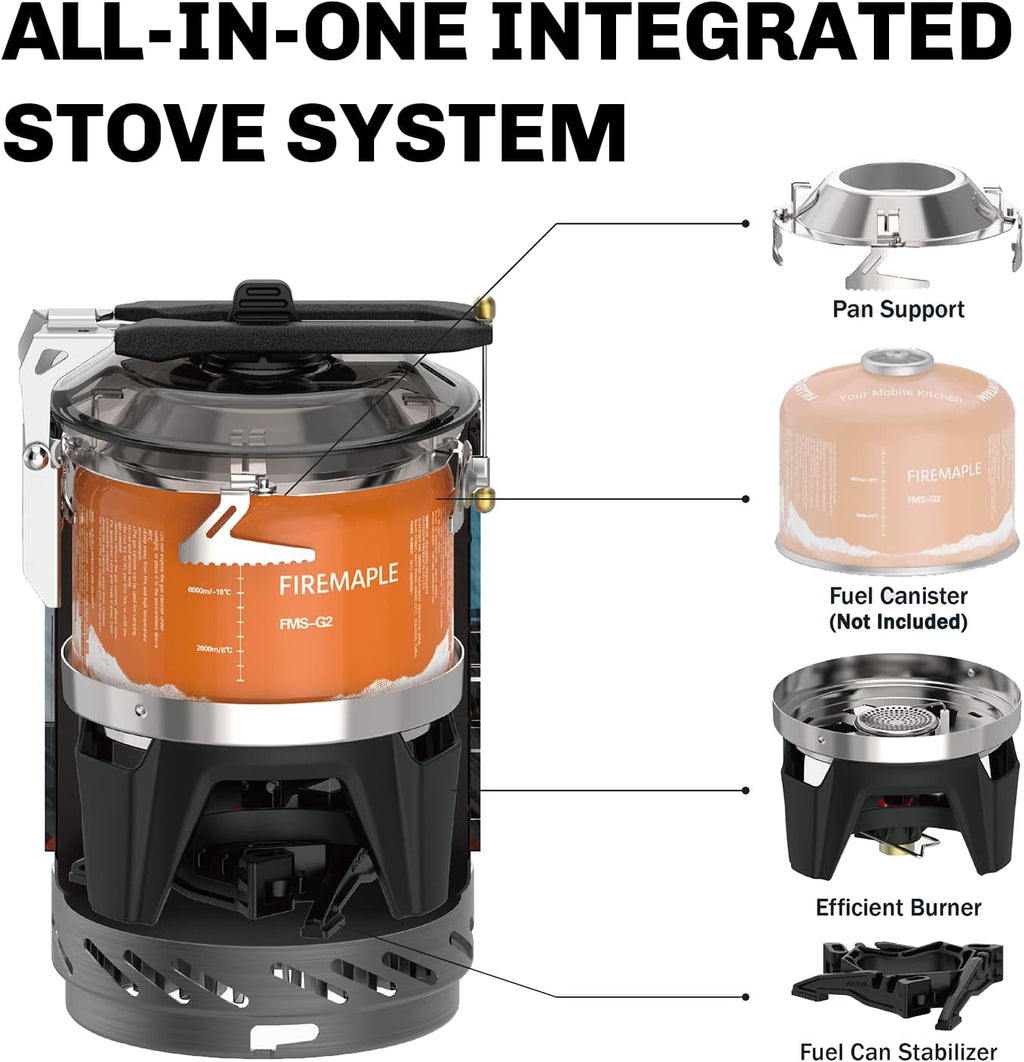 Fire-Maple Fixed Star X2 Backpacking and Camping Stove System Outdoor Propane Camp Cooking Gear Portable Pot Jet Burner Set Ideal for Hiking, Trekking, Fishing, Hunting Trips and Emergency Use
