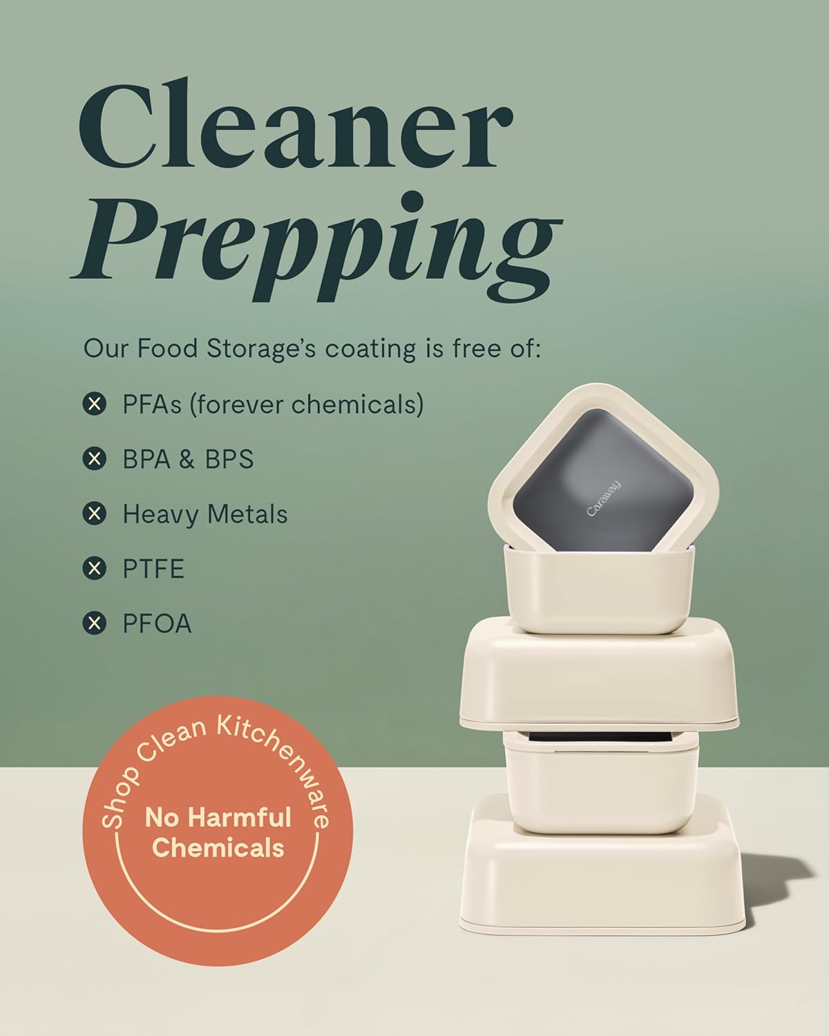 Caraway 14pc Glass Food Storage Container Set - Easy to Store, Non Toxic Lunch Box - with Glass Lids - Includes Storage Organizer & Dot & Dash Inserts - Perracotta