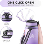 GOSWAG Insulated Sports Water Bottle, 24oz 2 Lids(with Straw/No Straw), Stainless Steel Water Bottles with Paracord Handle, Insulated Bottle with Double-Wall Vacuum Insulation