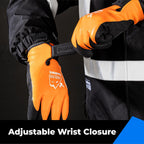 toolant 100% Waterproof Gloves Bulk for Cold Weather, 3 Pairs, Winter Work Gloves for Men Touchsreen, Warm Freezer Gloves, Thermal Insulated, With Grip, Orange, Lagre